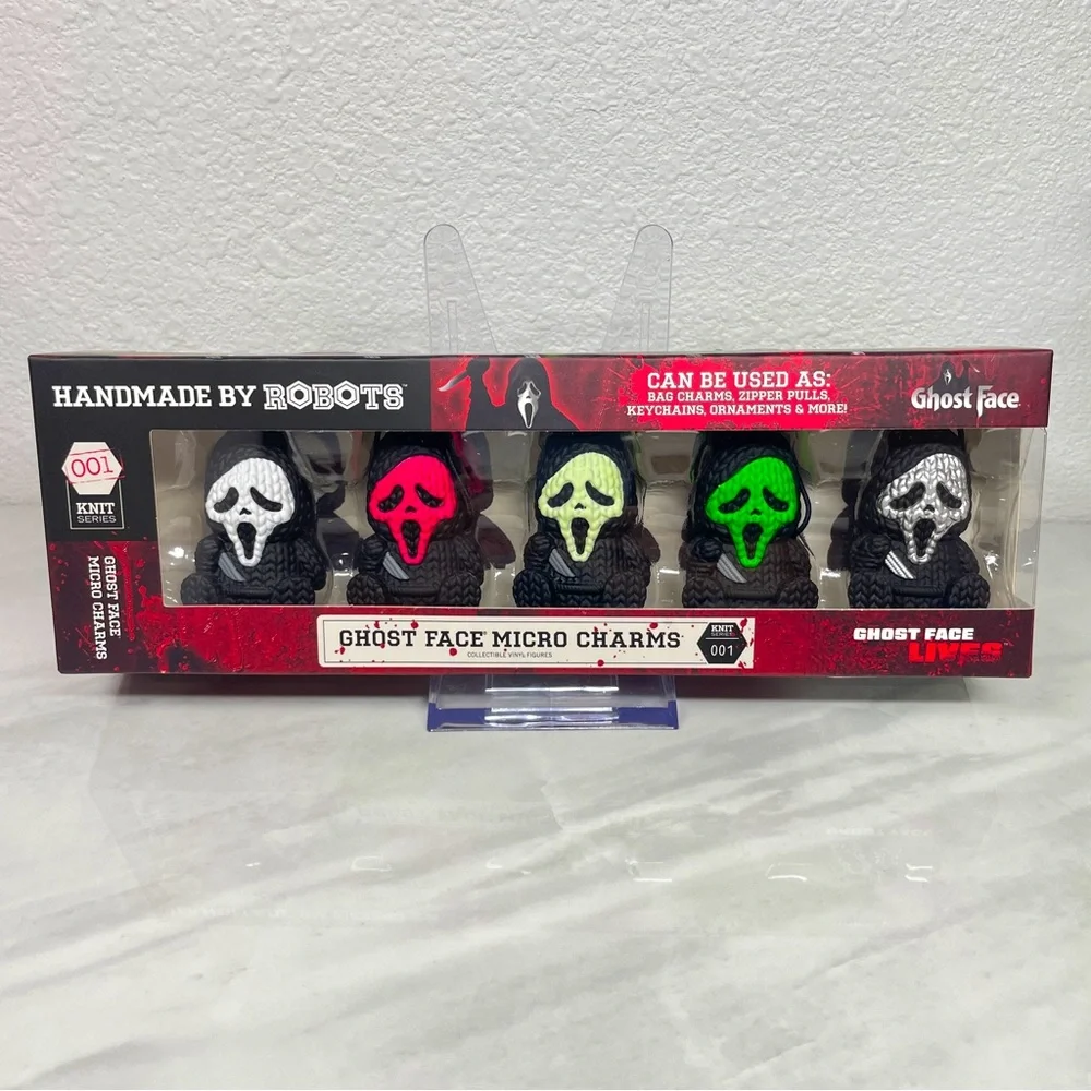 NEW Handmade by Robots Ghost‎ Face Micro Charms 5 Pack Knit Series Horror